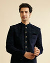 Deep Blue and Dark Green Imperial Patterned Indo Western Set